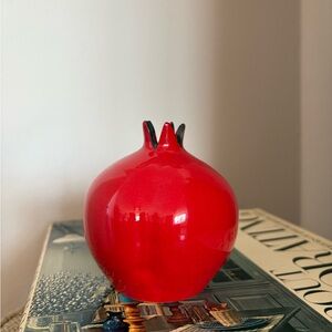 Red Glazed Pomegranate Decor